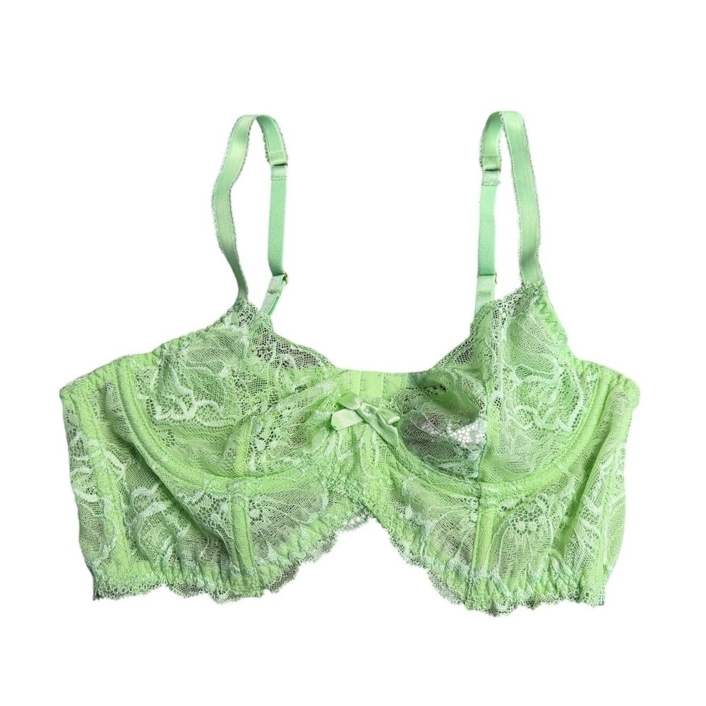 Agent Provocateur Magenta Lace Underwire Bra Lime Green 34B Sheer NWOT MSRP $170